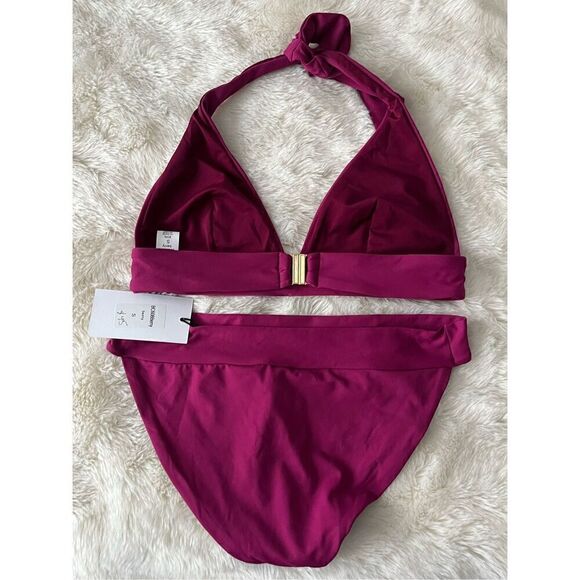 Iris & Ink Women’s Halter Tie Berry Bikini size Small. - Picture 6 of 10